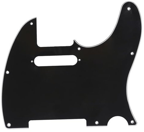Musiclily 8 Löcher Tele Schlagbrett Pickguard für Fender American/Mexican Standard Telecaster Modern Style E-Gitarre,3 lagig Schwarz