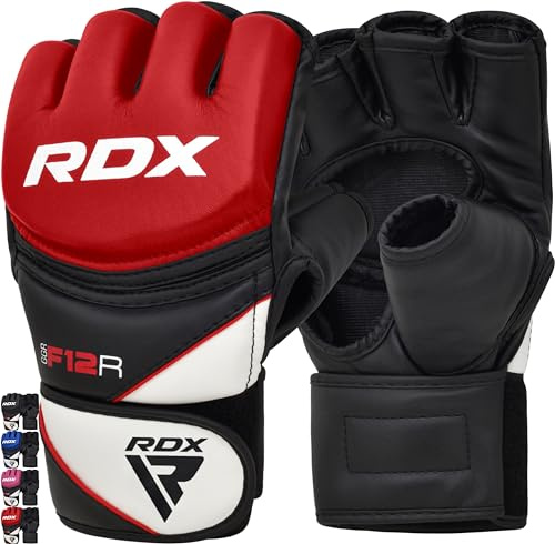RDX Guantes MMA Artes Marciales Entrenamiento, Maya Hide Cuero Grappling Guantillas, Professional Abierto Palma Gloves, Sparring Kickboxing Muay Thai Saco de Boxeo Lucha Libre Combate, Hombre Mujere