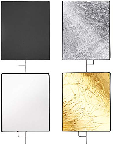 Flag Panel Reflector 60x75cm 4-in-1 Studio Reflector Gobo 24x30 Flag Panel Photography Light Reflector with Soft White, Black, Silver and Gold Cover Cloth for Photo Video Studio Photography