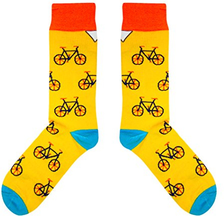 cup of sox Calzini regalo colorati divertenti in tazza di carta per uomini e donne, motive biciclette gialle, cicli 41-44