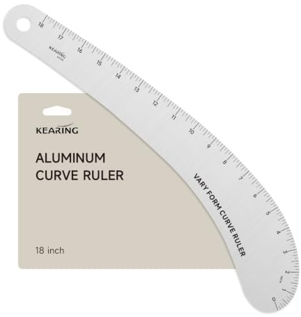 KEARING 18 inch French Curve Ruler, Professional Vary Form Curve Ruler for Sewing, Quilting, Design, 49.7 cm Length, Aviation Aluminum, Single Piece Aluminum Construction