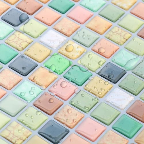 HyFanStr Calcomanías Pegatinas de baldosas Pared - Azulejos Adhesivos Cocina Cortable Impermeable - Adhesivos Decorativos 3D para Cocina y Baño - 4 Hojas