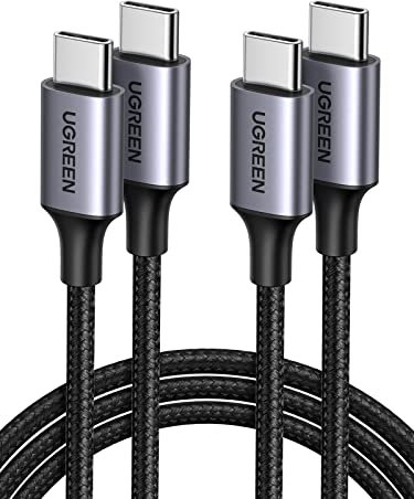 UGREEN USB C to USB C Charger Cable 2 Pack 60W Type C Power Delivery Data Lead Compatible with Galaxy S23 S22 Ultra A14 M11 Pixel 7 6 Huawei P50 P30 iPad Pro 2021 MacBook Pro 2021 (3M)