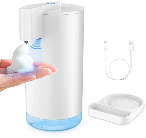 Dispensador Jabón Espuma Automático Sin-Contacto: YISH Recargable Dispensador de Jabón 260ml Dispensador de jabón con Sensor de Infrarrojos para Baño y Cocina Blanco