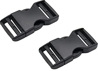 The Bead Shop Clip con fibbia a sgancio laterale in plastica per valigie, zaini/zaini, cinturino in tessuto (38 mm - 1 confezione, nero)