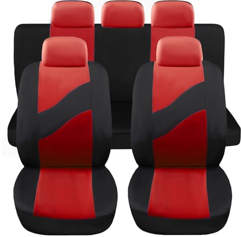 Susy Shop Fundas de asiento de coche universales LS08 | Kit delantero y trasero cómodo transpirable | Fundas protectoras para asientos utilitarios medianos pequeños | No SUV (rojo)