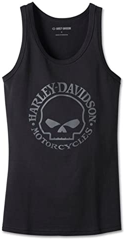 HARLEY-DAVIDSON Ultra Classic Skull Tank för kvinnor svart skönhet Bikerskjorta ärmlös kortärmad armskjorta motorcykel, S