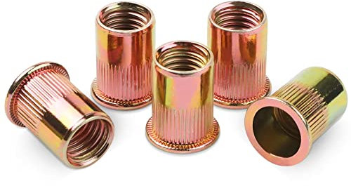 100 tuercas de remache M3, Leryati de acero al carbono, tuercas de remache redondas de cabeza plana, rosca interior Rivet, tuerca de remache galvanizada, tuerca de remache galvanizada, tuercas de