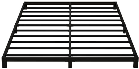 Fly-CTsoar 5 Inch Low Queen Bed Frame Heavy Duty Metal Platform, No Box Spring Needed, Easy Assembly Mattress Foundation, No Noise, Black