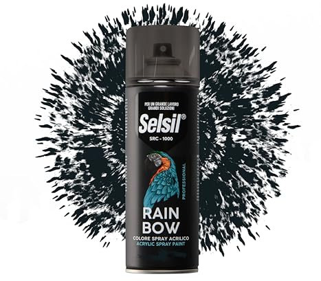 DETERMONDO SELSIL Bomboletta di Vernice Spray Acrilica Colore Ral 9005 Nero Opaco 400ml Bombolette Spray Colorate Multiuso per Interni ed Esterni, Adatto a Qualiasi Superficie