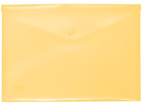 Grafoplás | Plastkuvert med klickstängning | Ekoplas | Foliostorlek | Mjuk genomskinlig gul färg | 33,4 x 23,5 cm | Perfekt för skol-, hushålls- och kontorsdokument A4 och Folio