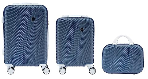 Convector Set 2 Trolley + Beauty Case Da Viaggio, Valigie Rigide in Tre Dimensioni Con Ruote Girevoli a 360°, Lucchetto TSA e Struttura in ABS Doppio Strato, Antigraffio e Antiurto