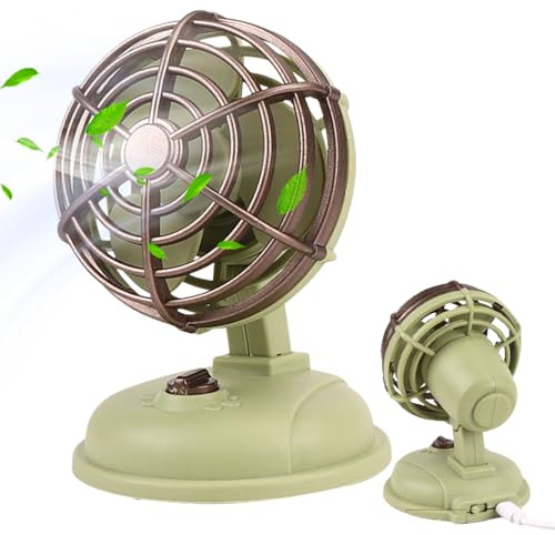Mini tavolo ventilatore - ventilatore da scrivania USB | ventilatore di raffreddamento portatile ricaricabile | accessorio da scrivania retrò | ventilatore vintage portatile per campeggio, viaggi