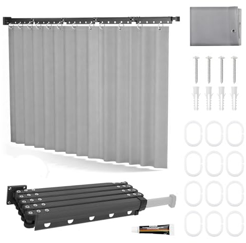 Barra Cortina Ducha Plegable de Pared, Barra Ducha Esquina, 1,8 m × 2 m Cortina Impermeable y Antimoho, Sin Taladrar, Plegable Forma en U/L/Recta, para Baños Pequeños, Vestuarios, Autocaravanas