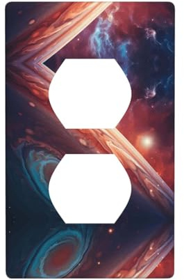 Phayah Placa de pared dúplex con patrón cósmico, tamaño estándar, policarbonato termoplástico, doble enchufe