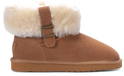 TruClothing Women's Sheepskin Suede Ankle Booties Slip-On Comfort Winter Boots