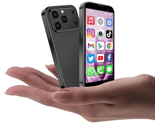 CoolBuBu Mini Phone,Mini Smartphone with 3.0 HD Touch Screen,World's Smallest Unlocked Android Compact Mobile Phone for Kids Cell Phone App Download WiFi GPS Face lD 2GB+16GB (Black)