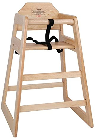 Bolero Chaise haute en bois durable et sécurisée pour bébés, Finition naturelle, Hauteur du siège : 500 mm, Comprend un harnais de taille à 3 points, DL900
