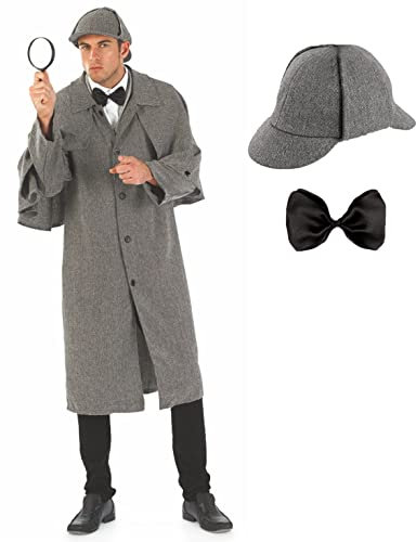 Fun Shack Detektivkostüm für Herren und Damen, Mit Hut und Umhang, Perfekt für Karneval und Events, M