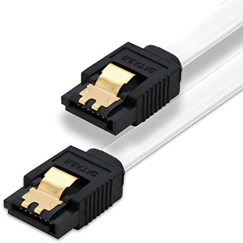 BIGtec 1m SATA Kabel S-ATA III Datenkabel Anschlusskabel weiß HDD SSD 6GBit/s Stecker L-Type/L-Type 100cm vergoldet gerade/gerade serial ATA Verriegelung SATA-3