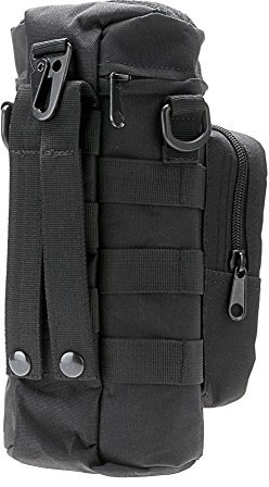 AKORD Durable Outdoor Water Bottle Pouch, Molle Attachment Kettle Bag for Hiking, Travel, Camping, Black