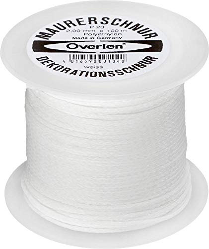 Overmann 002302000101000AA Cordeau de Maçon en Polypropylène, Blanc, 2 mm x 100 m