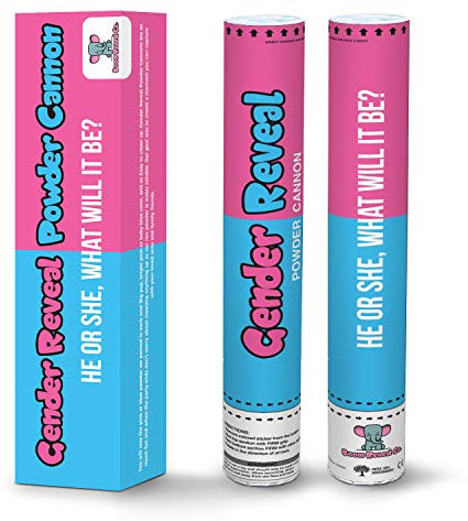 Boom Reveal Co. | Gender Reveal Powder Cannons, Pink OR Blue Set of 2 (12 inch) Gift Ready, Party Popper, Baby Shower Announcement Boy or Girl Decorations