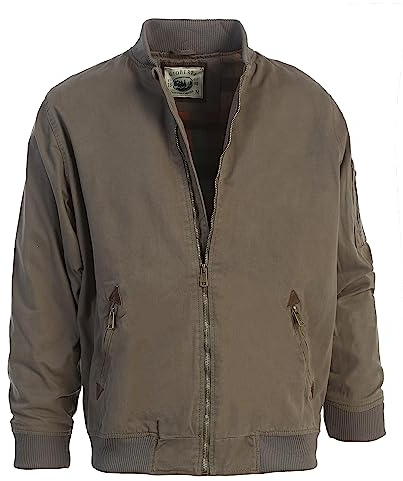 Gioberti Men's 100% Cotton Sportwear Full Zipper Twill Bomber Jacket, Olive, S