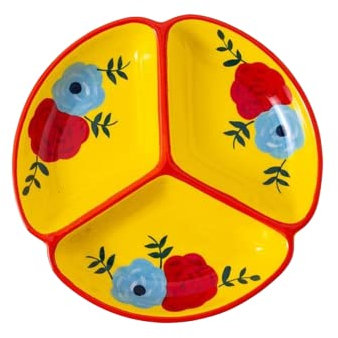 Placas de fondue 4 piezas conjunto Cerámica colorida, redondo 20cm / 7.8 pulgadas 02