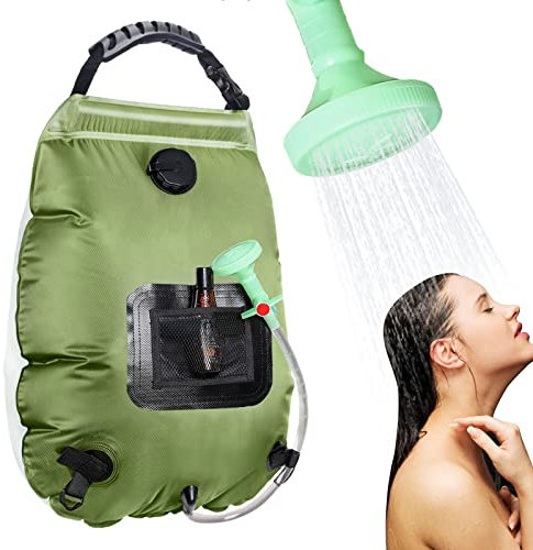 Unniweei Solar Portable Shower Bag, 5 Gal/20L Solar Heating Camping Shower Bag with Removable Hose&On-Off Switchable Shower Head, Compact Camping Shower for Camping, Hiking, Traveling, Beach Swimming