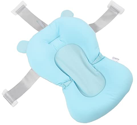 Asiento de Baño para bebé, Cojín para Bañera de bebé para Lavabo de Bañera para Recién Nacido, Soporte de Baño Ajustable Plegable Flotante para bebé, Fácil de Limpiar (Oso azul)