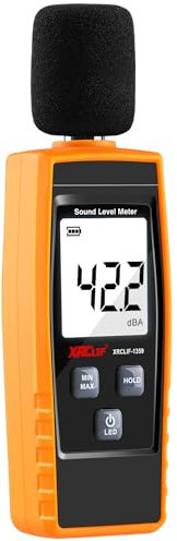 XRCLIF Decibel Meter Digital Sound Level Meter 30~130 dB, Hand-held Sound Noise Meter with Backlight Alarm, Digital Noise Meter Decibel Monitoring Tester, MAX/MIN, Data Hold