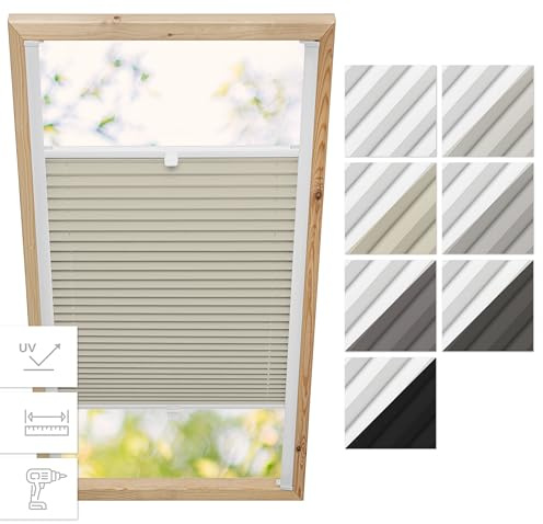 Estika Tenda plissettata oscurante termica per finestra da tetto Velux con foratura - Modello: C04 - Colore del tessuto: Crema-bianco (Blackout) - per interni, protezione solare