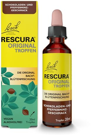 RESCURA Bachblüten Tropfen alkoholfrei Schoko-Minze, 20ml I Bachblütenmischung für den Tag I ehemals Rescue das Original