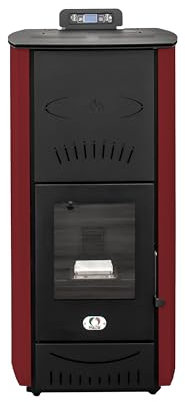 STUFE A PELLET ITALIA Asia 24 Kw - Stufa a Pellet Idro Efficienza 92% Scalda 180m² Autonomia 22H Programmabile 5 Velocità e Potenze Garanzia 24 Mesi Rosso