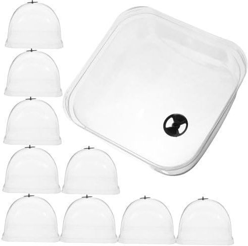 PAMINGONO Cloche da Giardino in Plastica Trasparente 12 Cm, Cupola per Piante 10 Pezzi, Copertura Protettiva Antiumidità per Orto, Ventilazione Regolabile per Coltivazione in Esterno e Interno