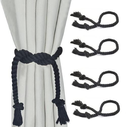 Vorhangseil Raffhalter, 4 Stück Raffhalter Vorhang Seil Curtain Rope Buckle Handgemachte Vorhang, Vorhanghalter Vorhang-Raffhalter, Baumwolle, Handgewebt, Raffhalter, Vorhangbänder für Vorhänge
