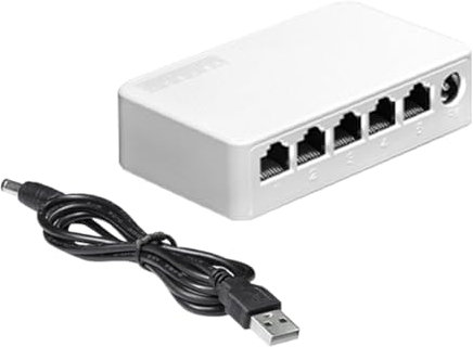 Giwnhvx Switch Ethernet 5 porte 100 Mbps Mini Hub di Rete Portatile con USB Rame Ossigeno per Ufficio, Dormitorio Casa