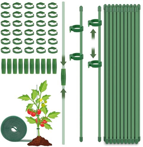 Adiwo Adjustable Plant Support, 30cm Indoor Plant Sticks Support, 66pcs Plant Support Stakes, Orchid Support with Adjustable Fixing Clips, for Home Garden Orchids Peonies Climbing Plants Flower Stands
