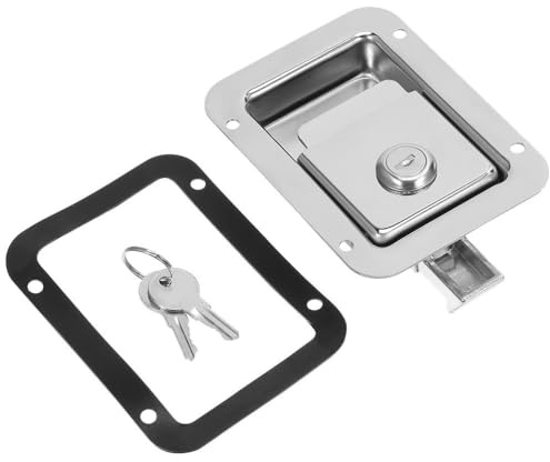 Gatuida Trailer Door Latch: Stainless Steel Flush Mount Paddle Handle Lock with Keys with Secure Core Hardware for Trucks Rvs Marine Patrol Cars Toolboxes