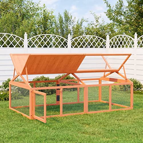 Mokuyary Utomhuskapsling brun 200 x 112,5 x 74 cm massivt trä furu kaninstall, kaninbur för smådjursinhägnad, kaninhus, kycklinghus, marsvinsstall