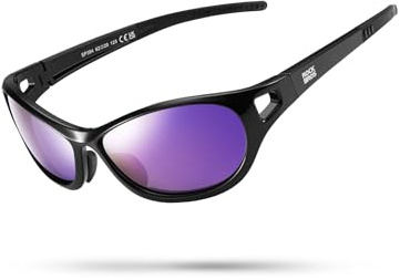ROCKBROS Occhiali da Ciclismo Polarizzati Uomo Donna, Occhiali da Sole Sportivi Lenti TAC Protezione UV400, con Telaio TR90, Leggera e Antiscivolo, per Corsa, Pesca, Escursionismo, Nero e Viola