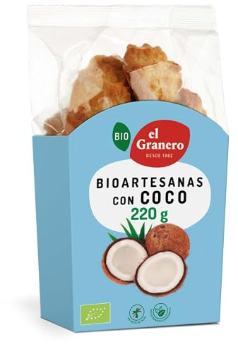 El Granero Integral - Galletas Artesanas con Coco BIO - 220 g - Alto Contenido en Fibra y Nutrientes Esenciales - Propiedades Energéticas - Bajo Índice Glucémico - Aptas para Veganos