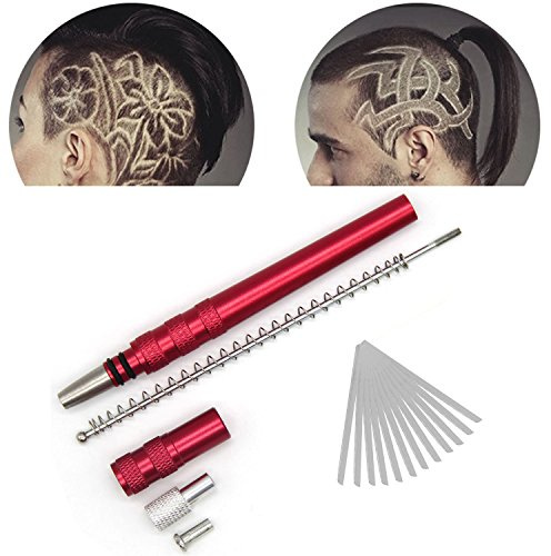 AHIER Hair Razor Pen, Tattoo Trim Styling Face Eyebrow Shaping Device, Engraved With 20 Blades, DIY Styling Eyebrows Beards Tool