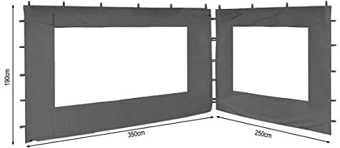 QUICK STAR 2 Panneaux latéraux avec fenêtre PE 250 / 350x190cm Gris pour Gazebo 3x4m