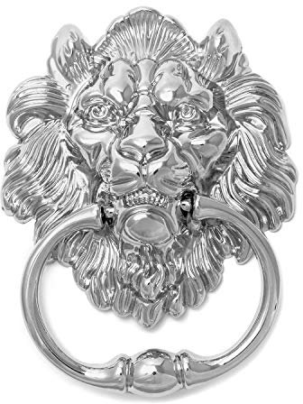 QWORK® Batacchio Portone, Battente Porta Leone, Argento, con Viti