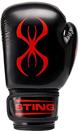 STING Arma Junior Boxing Gloves, High-Density Foam Padded Gloves for Boxing, MMA, and Martial Arts, Durable Boxing Gloves for Kids, Boxing Equipment, Black/Red, 6 Oz.