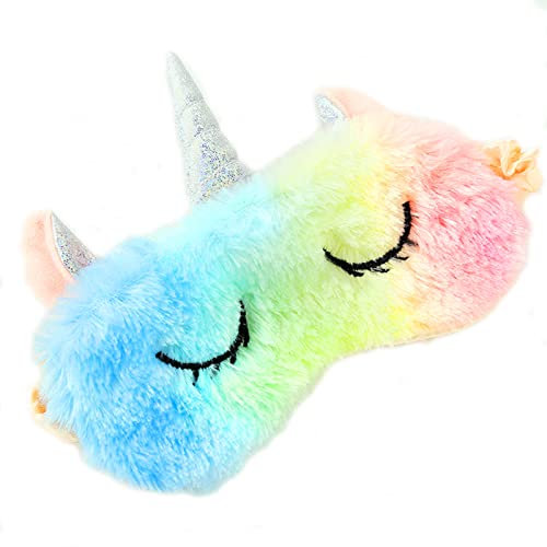 Augenmaske zum Schlafen Annimal Eye Mask Plüsch Cartoon Einhorn für erwachsene Kinder, 3D Süße Augenmaske Einhorn Breathable Eyeshade Ideal für Reisen Nickerchen … (Farbe)