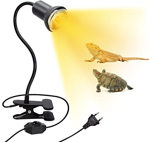Schildkröte Wärmelampe E27 Lampenfassung Wärmespotlampe Wärmestrahler mit 360° Drehbarer Schwanenhals, Schildkröten Terrarium Lampe für Reptilien, Eidechsen, Schlangen Schwarz (ohne Glühbirne)