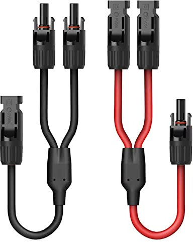 Mycket Solar Cable Y-Splitter (1 to 2) Solar Panel Cable Solar PV Parallel Adapter Solar Panel Cable MMF+FFM for Parallel Photovoltaic Connector (1 Red + 1 Black)